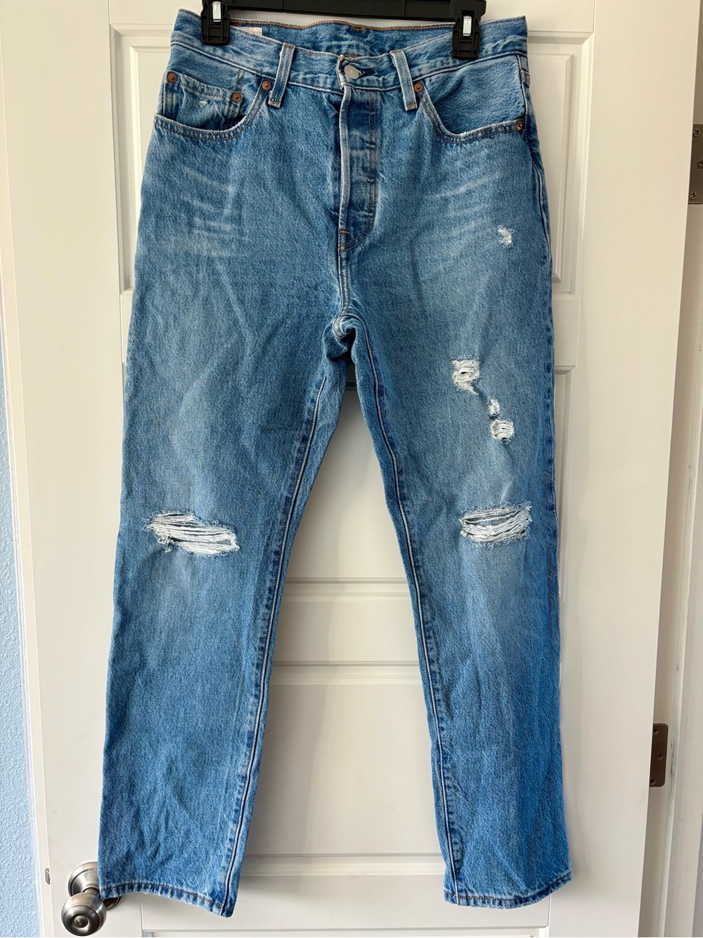 Levi's 501 Straight Leg Ripped Jeans